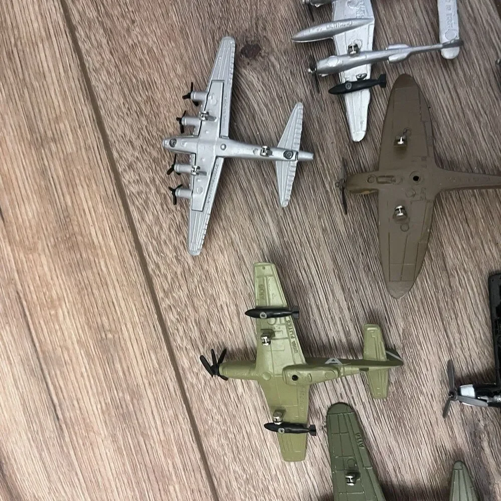 Vintage Metal Toy Airplanes Lot Of 8 - Flying Tiger P-38 Lightning Messerschmitt